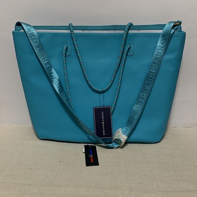 Tommy Hilfiger Sport Training Scuba Nylon Messenger Bag Purse, Aqua Blue