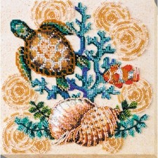Bead Embroidery Kit Marine inhabitants Beaded stitching DIY Abris Art