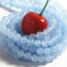 AAA 6mm Natural Light Blue Jade Chalcedony Round Gemstone Loose Beads 15''