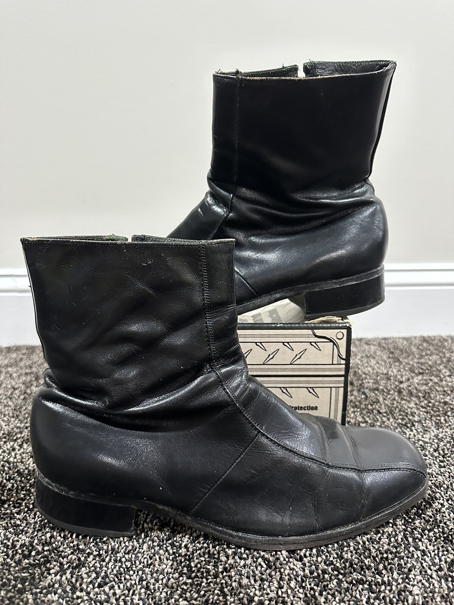 Florsheim Vintage Thrashed Black Leather Boots | eBay