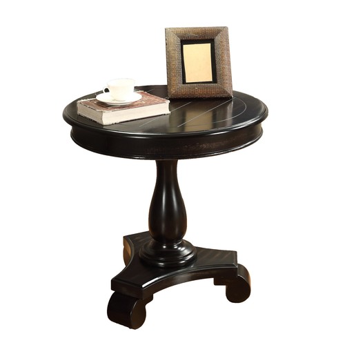 Rene Round Wood Pedestal Side Table, Black - Picture 4 of 6