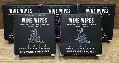 Lot of 5 The Vanity Project 15ct Wine Wipes + Mirrored Compact BOX WEAR