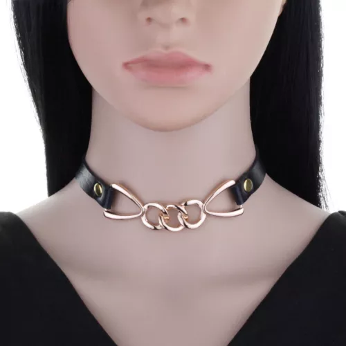 Gothic Punk Triple Chain Leather Choker Collar Fashion Necklace Jewelry