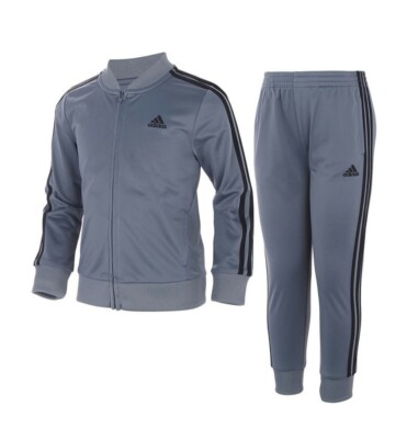 Adidas Youth Boys Gray 2-pc Track Suit Jacket Pants Size NWT