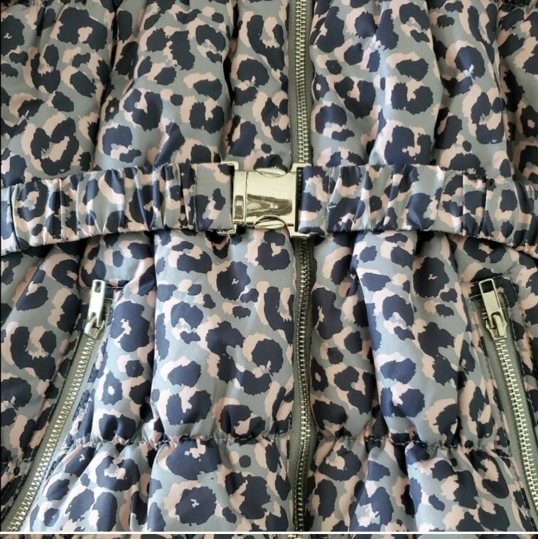 Nuevo con etiquetas Chaqueta con Capucha Extraíble H&M Leopardo Guepardo Rosa/Gris Estampado Puffer Talla 14 Foto 2 de 4