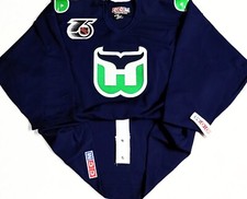 NAVY-PRO-52 HARTFORD WHALERS NHL 75th ANNIVERSARY PATCH CCM AUTHENTIC JERSEY