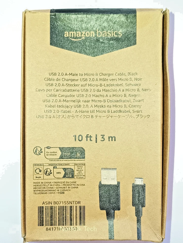 Amazon Basics USB 2.0 A Male to Micro B Charge Cable 10 ft /3m Quick delivery. - Image 3 of 3