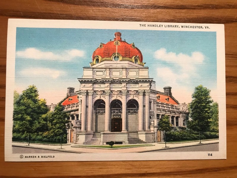 1936 Vintage Postcard - The Handley Library, Winchester, VA - Unposted - Nice!