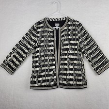 Chico's Travelers Collection Pleated Darby Black White Jacket Medium Chico's 1