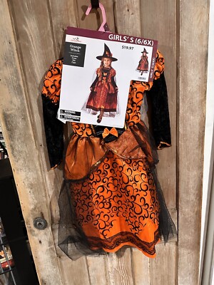 Way To Celebrate Orange Witch Costume Size Small 6-6X New Girls Dress
