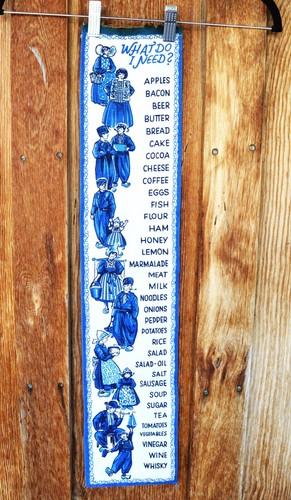 VTG 29” x 6” Cotton Blend Fabric Grocery Shopping List Dutch People TLC Req'd - Picture 2 of 15