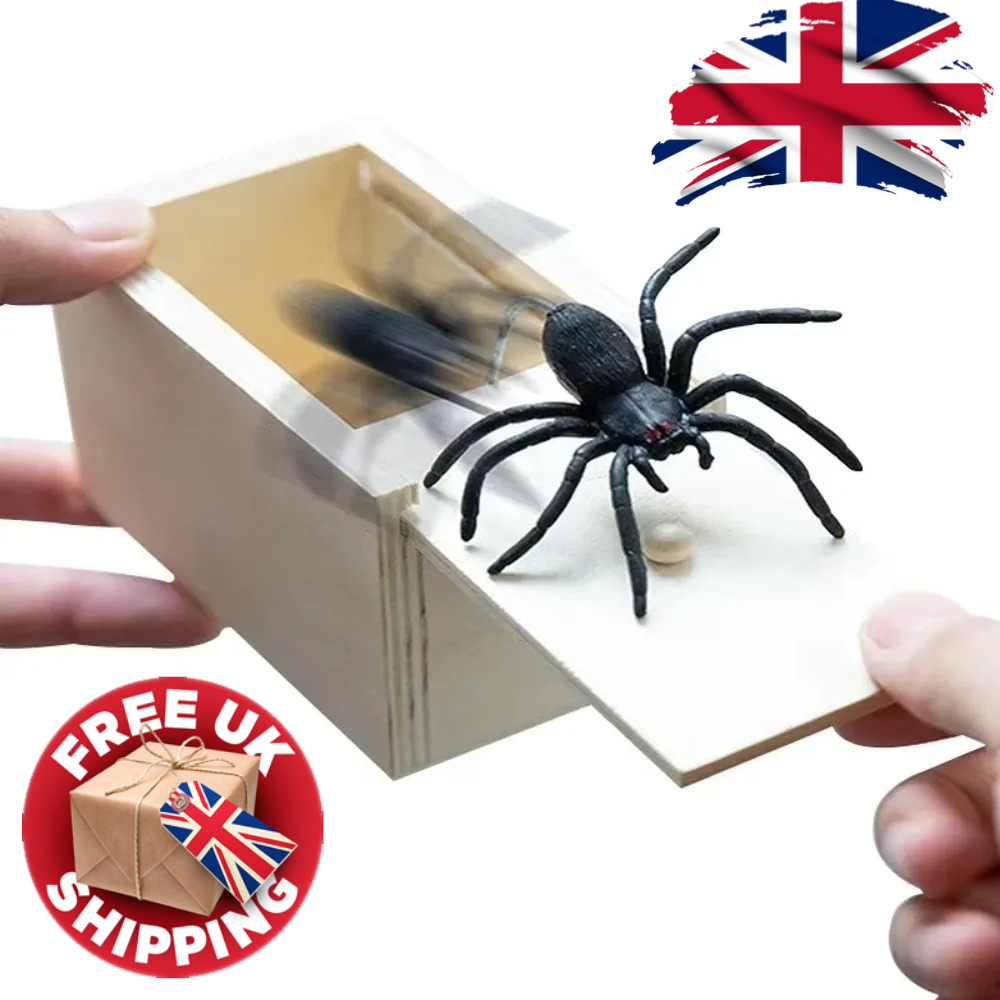Hidden Jump Scare Spider Prank Toy – Wooden Surprise Box Gag Gift 2025