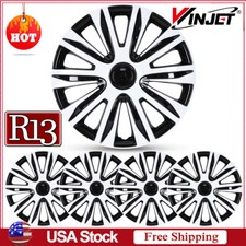 4pcs 13 Black White Wheel Covers Snap On Full Hub Caps Fit R13 Tire Steel Rim 4pcs 13 Black White Wheel Covers Snap On Full Hub Caps Fit R13 Tire Steel Rim