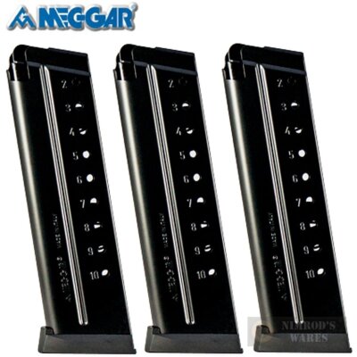 THREE Mec-Gar 1911 9mm 10-Round MAGAZINES FLUSH MGCGOV910AFC FAST SHIP