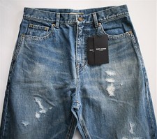     SAINT LAURENT Paris 100 Cotton BAGGY REPAIRED Women's Jeans 27 D18 W/BG-LW