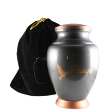 Gray And Gold Peace Dove Urn For Human Adult Ashes - Gray Cremation Urn