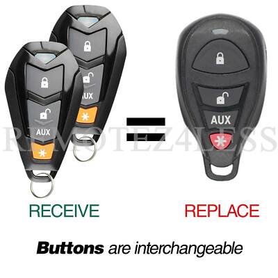 2 New Replacement Python 4 Button Keyless Remote Key Fob For EZSDEI7141 Black