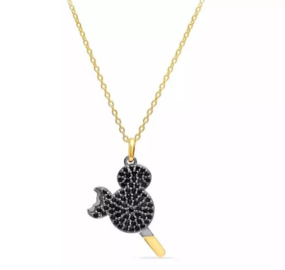 Gorgeous Mickey Mouse Ice Cream Bar Cz Pendant Necklace 925 Sterling Silver
