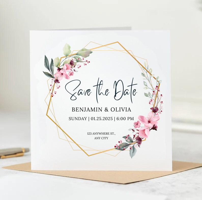 Save The Date Card, Wedding Card, 300gsm, 6×6 cm with White