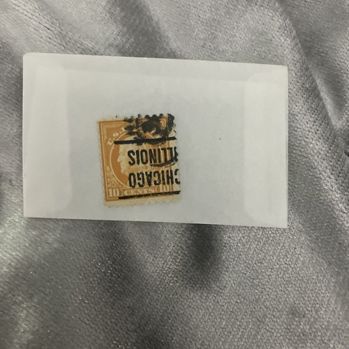1922 Sc 497 10c yellow Franklin Chicago INVERTED PRECANCLE Fancy Cancel Postage - Picture 2 of 2