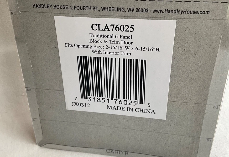 Classic Miniature Dollhouse 6- Panel Traditional Interior Wood Door 1:12 - Image 3 of 3