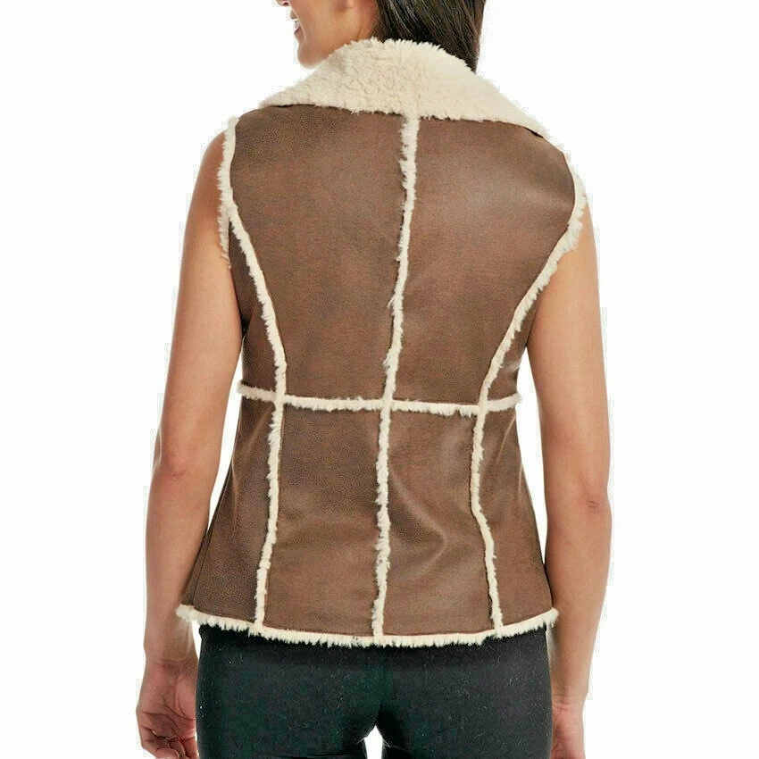 Cripple Creek LARGE OPEN FRONT Western Faux Shearling Vest FUR SEAMS CR13436 $89 - Image 3 of 4