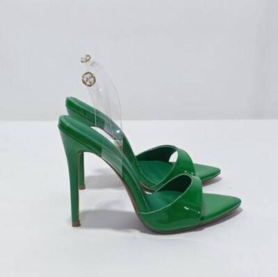 Women's Summer Peep Toe Slipper Stilettos Shoes party Pointy Toe Oversize  Green