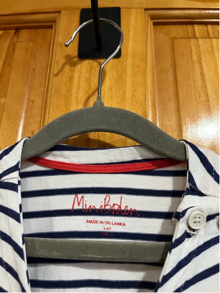 Vestido Mini Boden Azul y Blanco Náutico Rayas Manga Larga Volantes Parte Inferior Talla 3-4 Foto 2 de 4