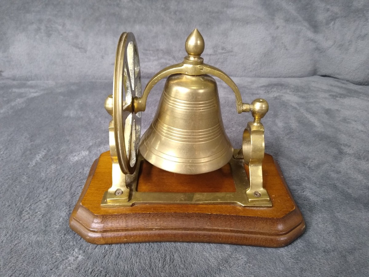 Ships Bell Desk Mount Leonard Silver Mfg Solid Brass Vintage | eBay
