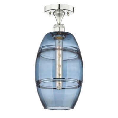 Innovations 616-1F Vaz 1Lt 8'' Semi-Flush, PN/Blue - 616-1F-PN-G557-8BL
