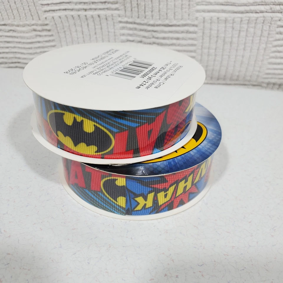 Lot of 2 Batman Simplicity RIBBON 1 inch /25.4 Mm 3 Yards/2.74  Swack! Comics  - Image 2 of 4