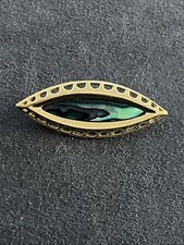 vintage abalone (paua) shell brooch  gold-plated Possibly Ariki From New Zealand