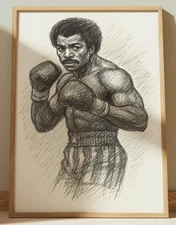 APOLLO CREED ROCKY BALBOA DRAWING PRINT PORTRAIT SKETCH 8" x 10" PRINT WALL ART