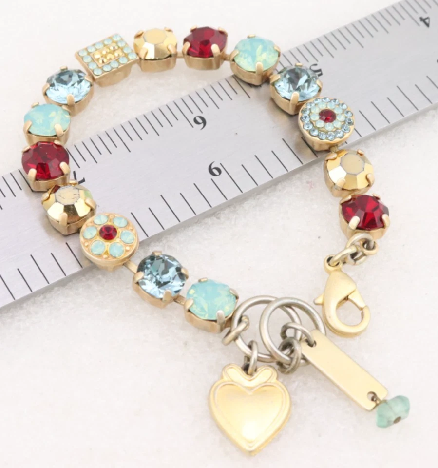 Pulsera 8" Mariana Mosaico Cristal Swarovski Estrás Tono Rojo Azul Dorado Foto 2 de 4