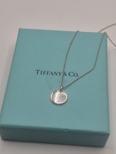 Genuine Tiffany & Co. Notes Letter A Round Pendant Necklace Sterling Silver 925 