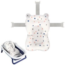 Adjustable Baby Bath Seat with Mesh  Pillow - Safe, Non-Slip, Hands-Free Rinse