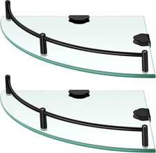 2 Pcs Corner Shower Shelf 2-Tier Glass Corner Shelf Stainless Steel Wall Mounted