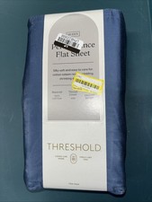 Queen 400 Thread Count Performance Flat Sheet Metallic Blue - Threshold: Cotton