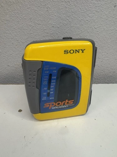 Sony Sports Walkman Vintage WM-FS191 Yellow AM/FM Radio Cassette Player  Tested