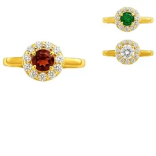 18K Gold Over Brass Round Cut Gemstones Ring Jewelry Size 5-8 RM-1784 TGR1061