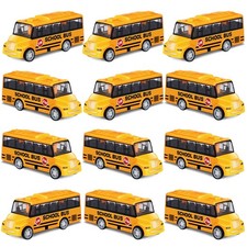 12 Pcs Mini Yellow School Bus Toys for Toddlers Back to School 3.7 in Small B...