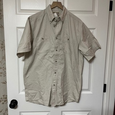 C.E. Schmidt Workwear Mens LT Beige Short Sleeve Button Up Work Shirt