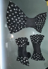Handmade Over The Collar Bow Bundle #2 (Black With White X’s) - New