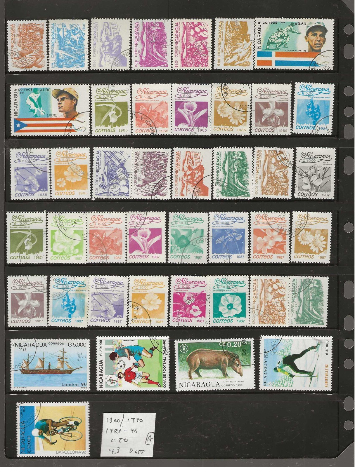 NICARAGUA...Sc #1300/1790... Used (CTO) ...1983/90...43 Different
