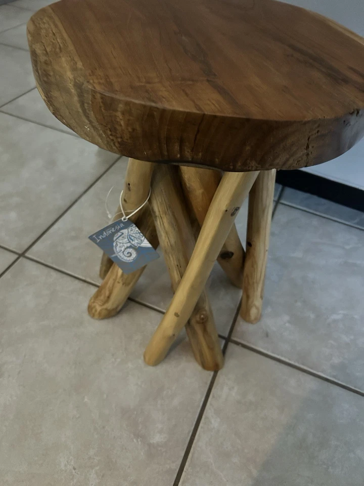 17.5" H Teak Wood Intertwined Leg End Table - Image 4 of 4