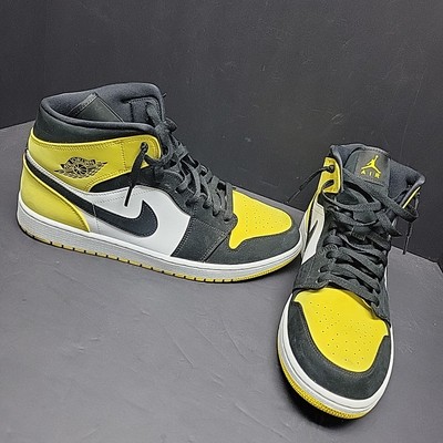 Nike Air Jordan 1 Mid SE Yellow Toe Black Men Size 13 2019 852542-071