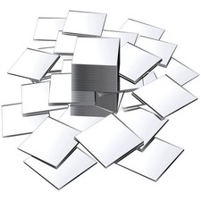 50 Pack 3 Inch Mini Acrylic Square Mirror Adhesive Craft Mirror Tiles for Wall