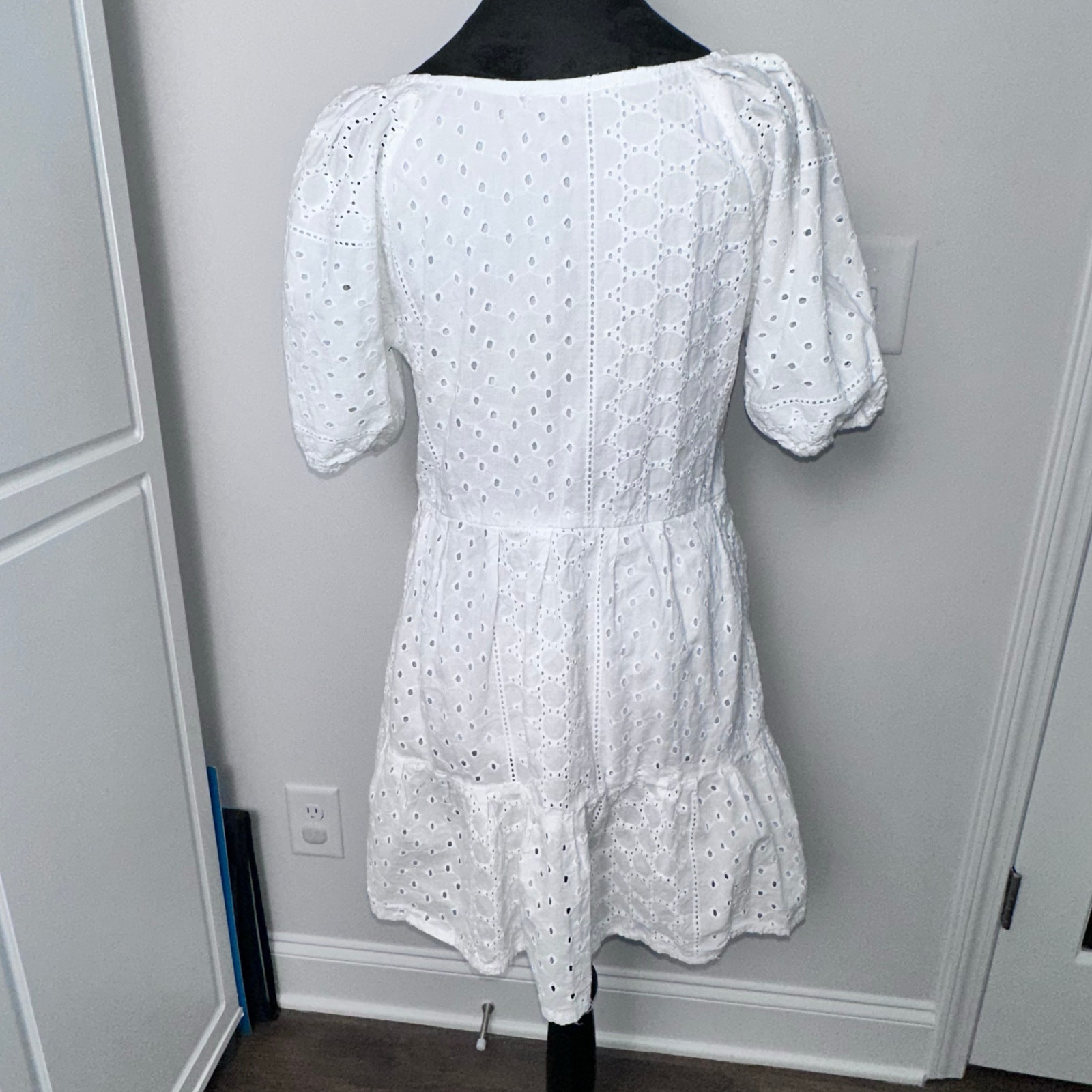 Zara Basic White Cottagecore Basic Puff Sleeve Dr… - image 2