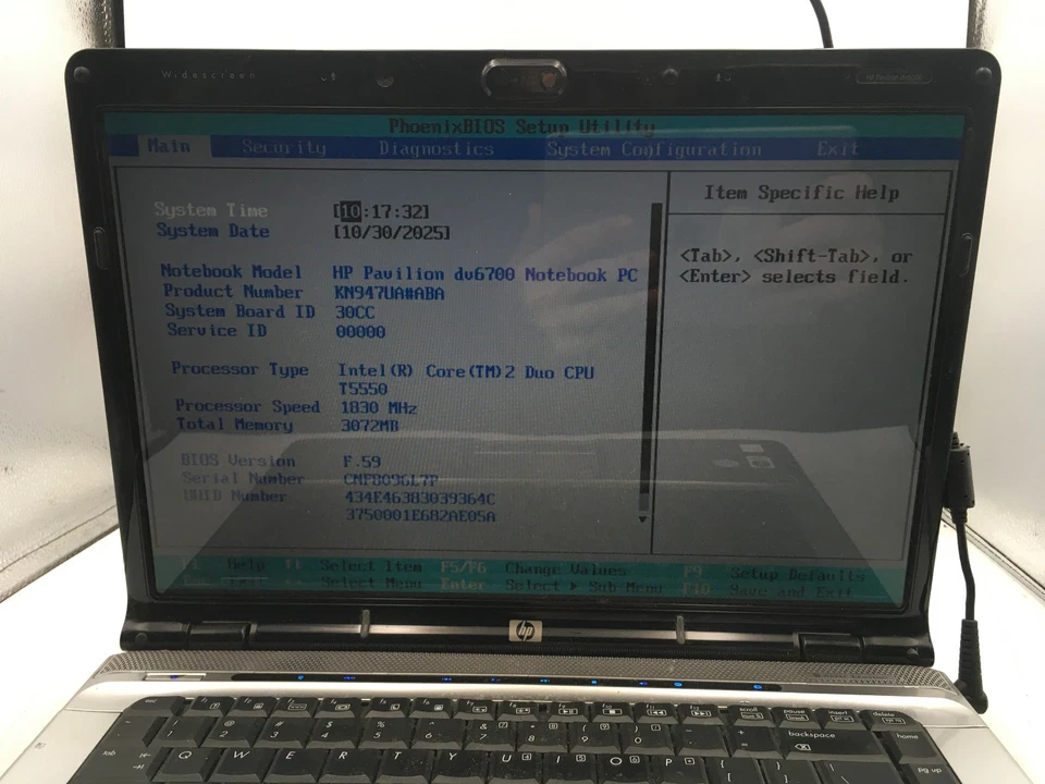 HP PAVILION DV6700 - BOOTS TO BIOS - INTEL CORE 2 DUO T5550 - 3GB RAM - READ -BB - Image 2 of 4