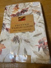 Printed Tablecloth 60"x84 " Rectangular, Natures Leaves Cotton